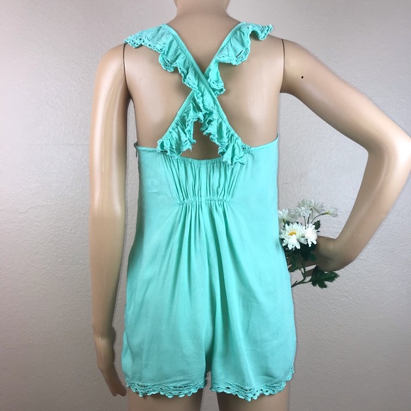 Bali LAKRA Embroidered Roses Crochet Lace Ruffle Playsuit Romper Jumper - Picture 5 of 10